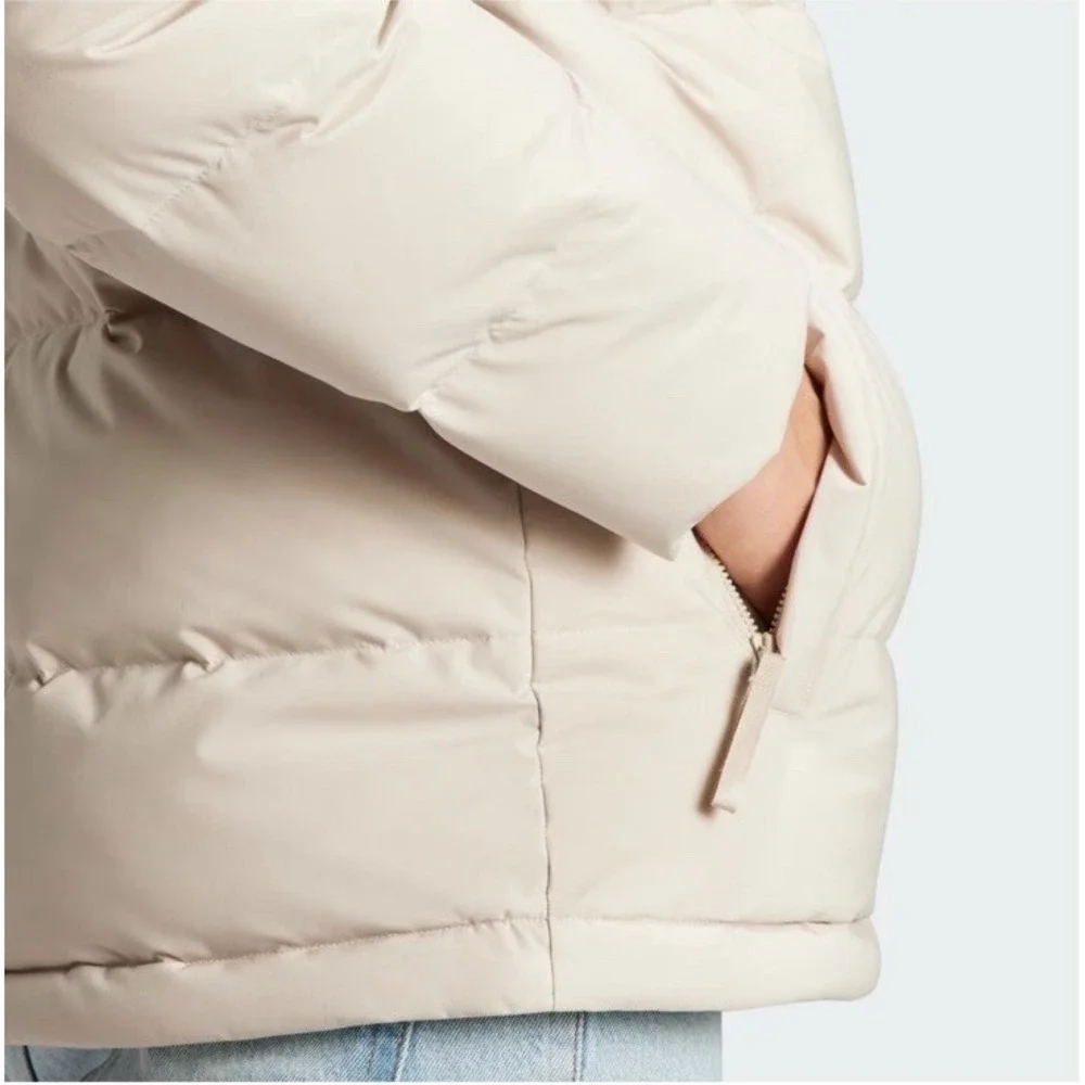 Adidas Helionic Hoody Down Coat Padded Cream Beige Jacket Top Coat HY3934 Mens M